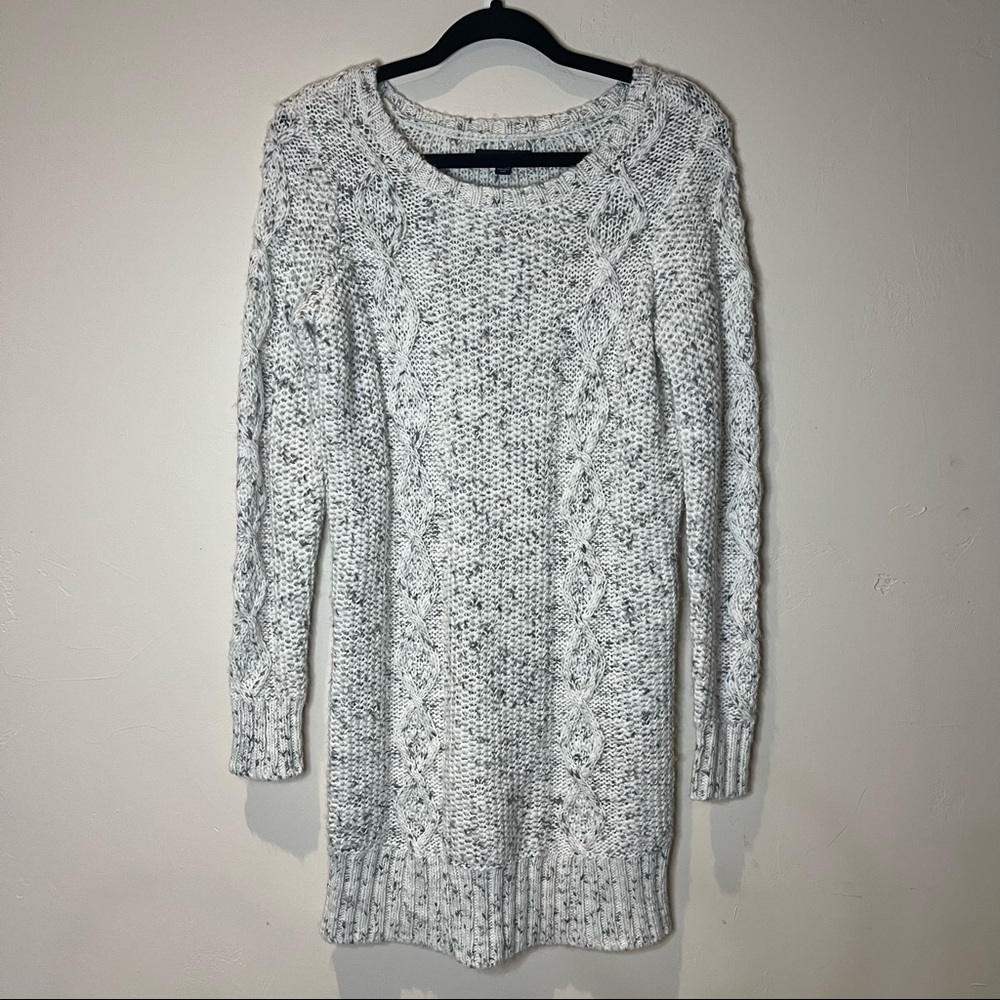 American Eagle Knit Sweater Dress Off-White Grey Speckled Small